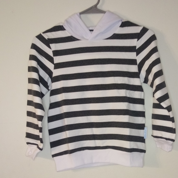 Kids charcoal gray and white striped Hoodie - Picture 8 of 9